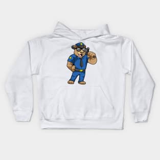 Bear as Police officer with Police uniform & Baton Kids Hoodie